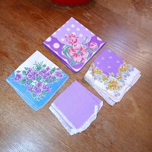 4 vintage 60s ladies handkerchiefs in purple 💜
